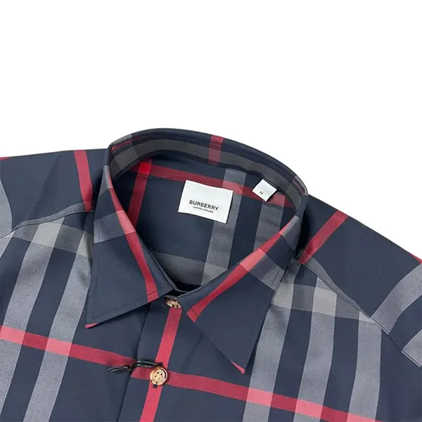 Áo Sơ Mi Nam Burberry Claverdon Check Shirt In Navy With Grey Long Sleeved Màu Xanh Kẻ Size L - Thời trang - Vua Hàng Hiệu