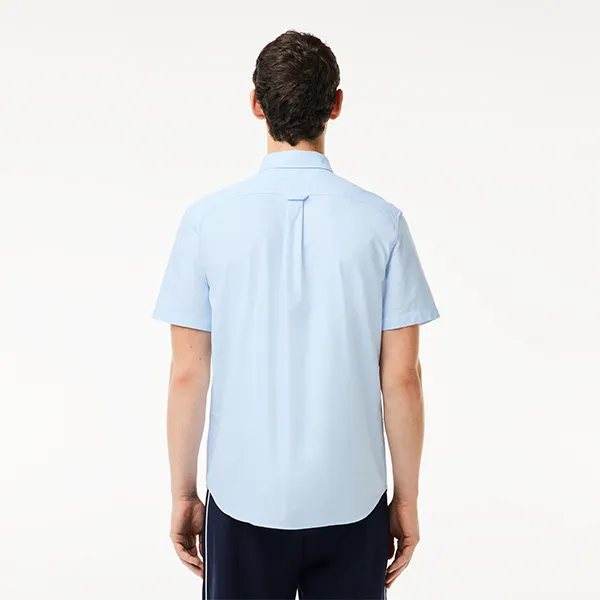 Áo Sơ Mi Nam Lacoste Oxford Shirt Short Sleeve Regular Fit CH1917 F6Z Màu Xanh Da Trời Size 38