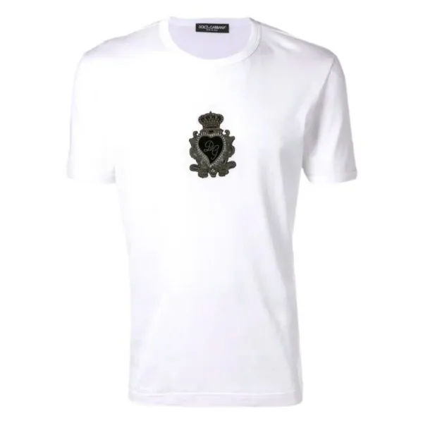 Áo Thun Nam Dolce & Gabbana With Crown Embroidery T-Shirt G8IV0Z G7RJP Màu Trắng Size 44