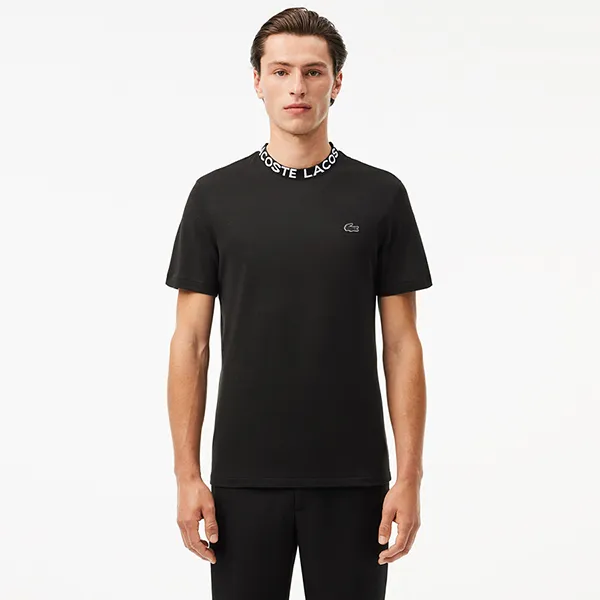 Áo Thun Nam Lacoste Jacquard Neck Pique TH7488 031 Regular Fit Tshirt Màu Đen Size 4 - Thời trang - Vua Hàng Hiệu