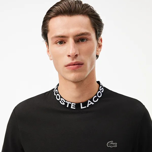 Áo Thun Nam Lacoste Jacquard Neck Pique TH7488 031 Regular Fit Tshirt Màu Đen Size 4 - Thời trang - Vua Hàng Hiệu