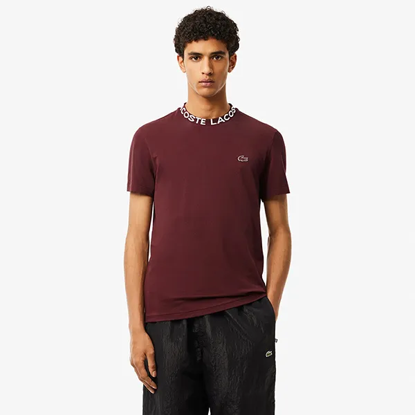 Áo Thun Nam Lacoste Jacquard Neck Pique TH7488 BZD Tshirt Màu Đỏ Đô Size 3 - Thời trang - Vua Hàng Hiệu