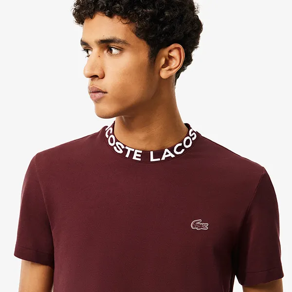 Áo Thun Nam Lacoste Jacquard Neck Pique TH7488 BZD Tshirt Màu Đỏ Đô Size 3 - Thời trang - Vua Hàng Hiệu