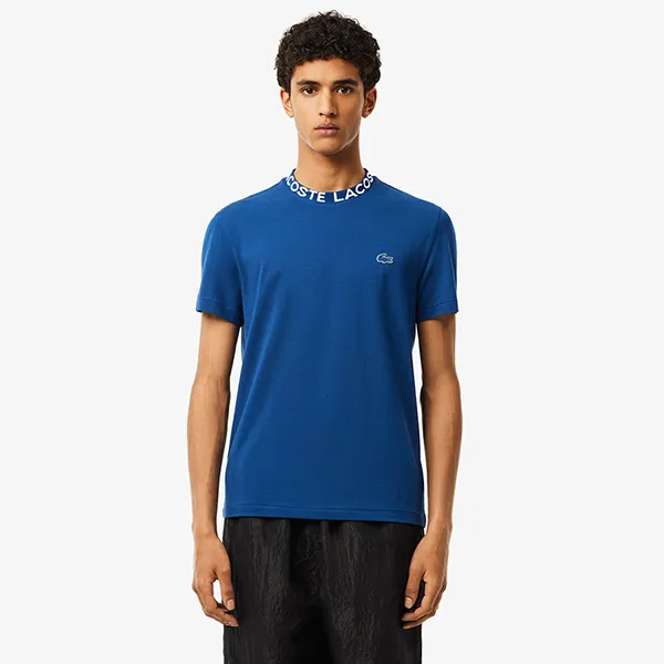Áo Thun Nam Lacoste Jacquard Neck Pique TH7488 HBM Màu Xanh Biển Size 4