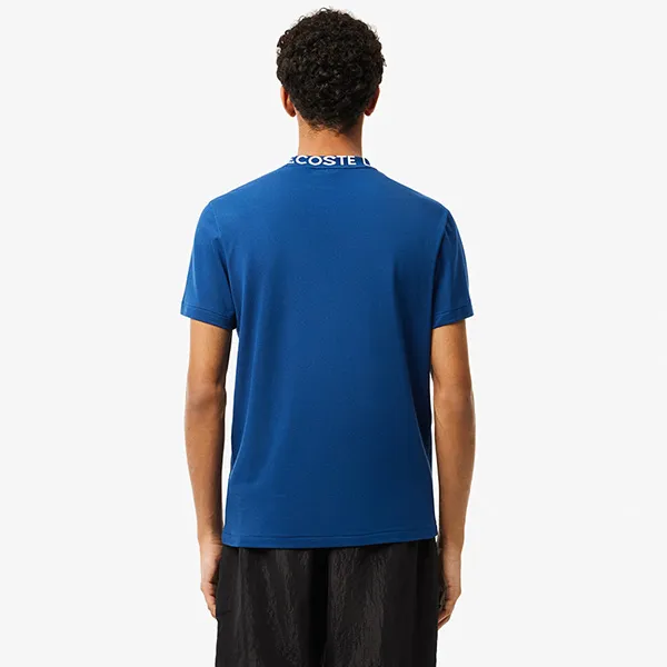 Áo Thun Nam Lacoste Jacquard Neck Pique TH7488 HBM Màu Xanh Biển Size 4