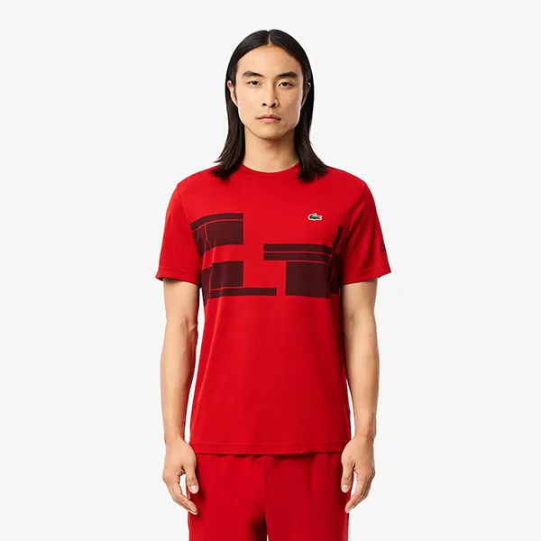 Áo Thun Nam Lacoste Tennis x Novak Djokovic T-Shirt TH2525 51 IF4 Màu Đỏ Thẫm Size 5