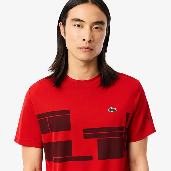Áo Thun Nam Lacoste Tennis x Novak Djokovic T-Shirt TH2525 51 IF4 Màu Đỏ Thẫm Size 5