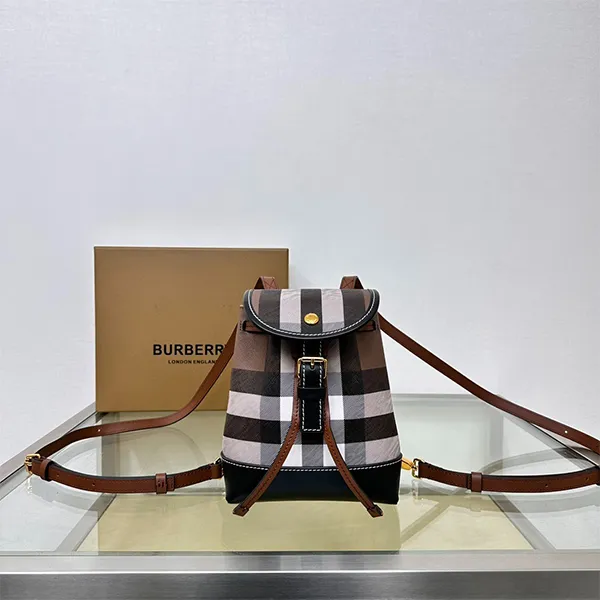 Balo Nữ Burberry Brown Check And Leather Micro Backpack Kẻ Nâu - Túi xách - Vua Hàng Hiệu