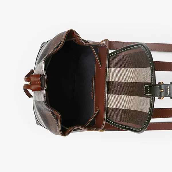 Balo Nữ Burberry Brown Check And Leather Micro Backpack Kẻ Nâu - Túi xách - Vua Hàng Hiệu