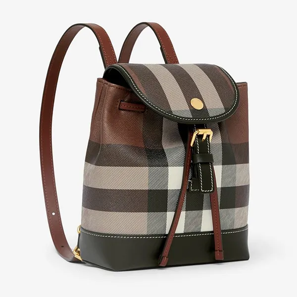 Balo Nữ Burberry Brown Check And Leather Micro Backpack Kẻ Nâu - Túi xách - Vua Hàng Hiệu