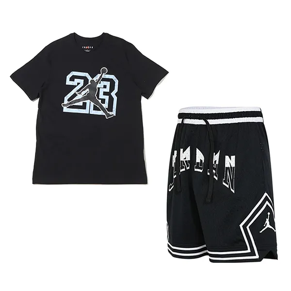 Bộ Quần Áo Cộc Tay Nam Nike Jordan FB7395-010/FD5958-010 Màu Đen (Form Á) Szie M