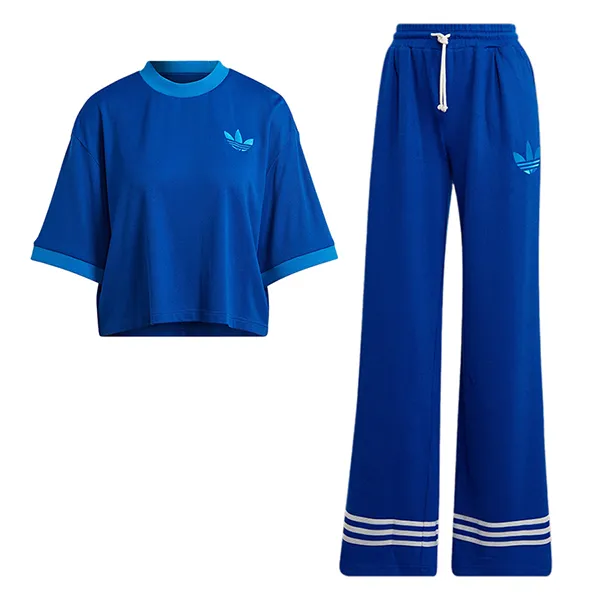Bộ Quần Áo Cộc Tay Nữ Adidas Adicolor Heritage Now IB2044 IB2062 Màu Xanh Blue Size 4UK