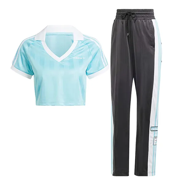 Bộ Quần Áo Cộc Tay Nữ Adidas Adicolor IR9779 IR9791 Màu Xanh Dương (Form Á) Size L