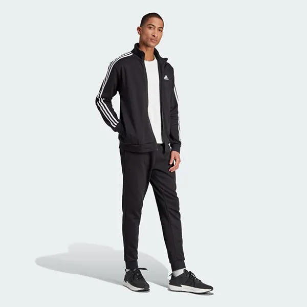 Bộ Thể Thao Nam Adidas Basic 3-Stripes Fleece Track Suit IJ6067 Màu Đen Size XL (Form Á)