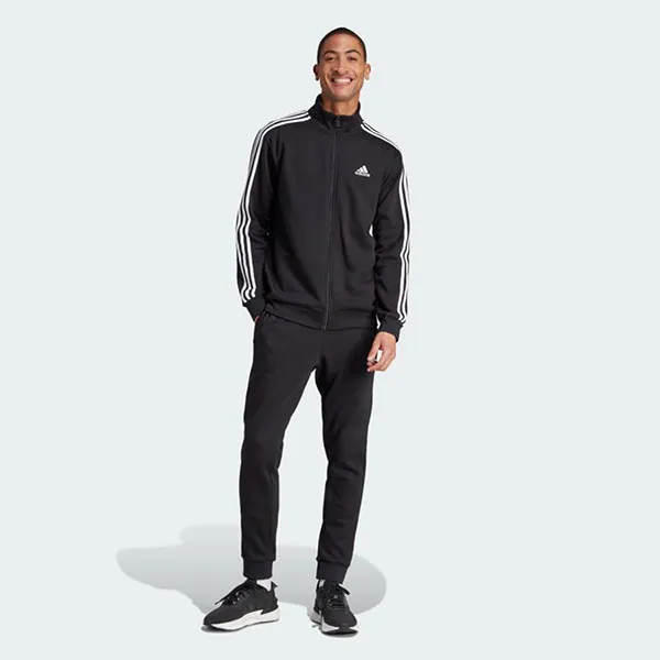 Bộ Thể Thao Nam Adidas Basic 3-Stripes Fleece Track Suit IJ6067 Màu Đen Size XL (Form Á)