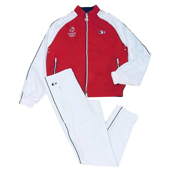 Bộ Thể Thao Nam Lacoste Sport Water-Resistant Zip-Up Màu Trắng Phối Đỏ Size 4