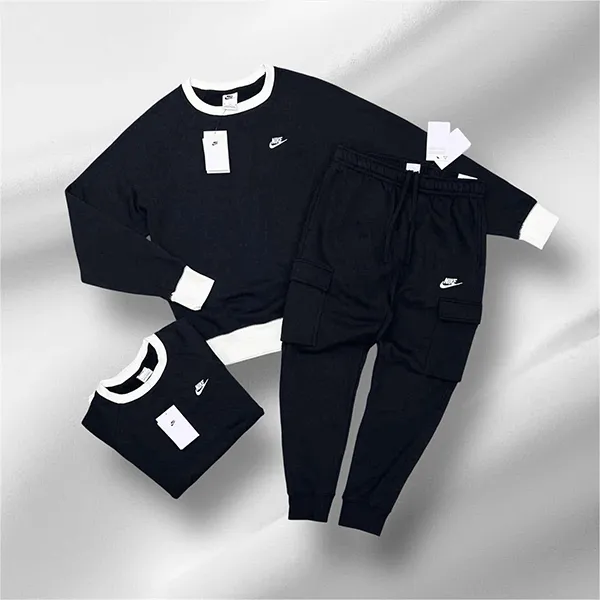 Bộ Thể Thao Nam Nike Fleece Long Sleeve FV5379-010/CD3130-010 Màu Đen Size S