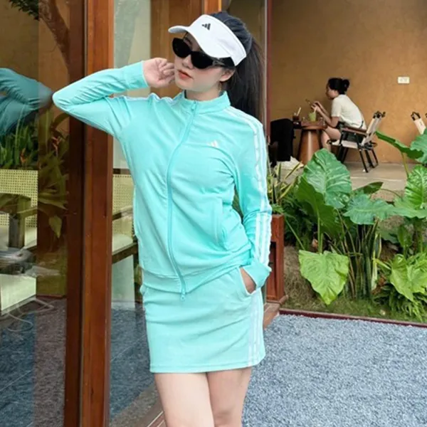 Bộ Thể Thao Nữ Adidas Golf Three Stripes HS9007/HS8983 Màu Xanh Size S (Form Á)