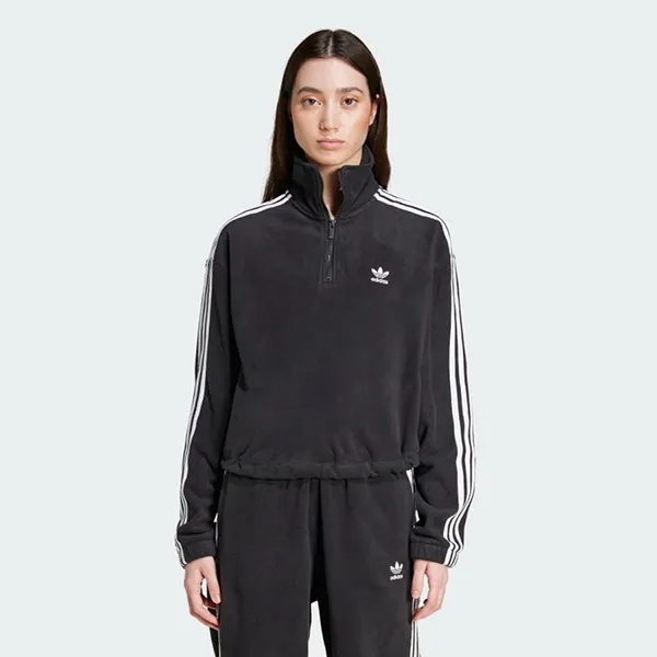 Bộ Thể Thao Nữ Adidas Polar Fleece 1/2 Zip Loose Sweatshirt IY7266 IX5512 Màu Đen Size M (Form Á)