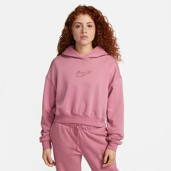Bộ Thể Thao Nữ Nike Hoodie Sportswear Club Fleece DQ6777-667/DQ6768-667 Màu Hồng Size XL (Form Á)