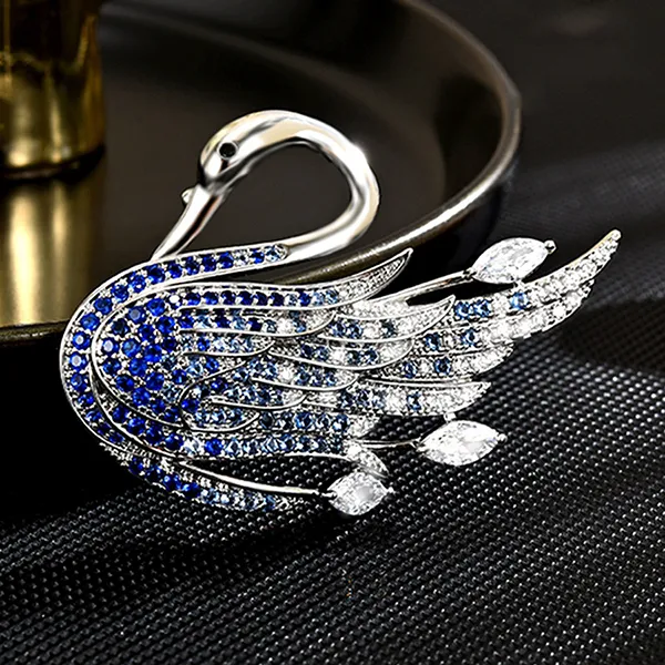 Cài Áo Nữ Meri Blue Swan BR805 Màu Bạc/Xanh