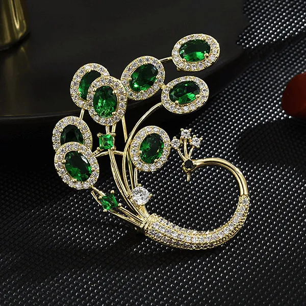 Cài Áo Nữ Meri Emerald Peacock BR822 Màu Xanh