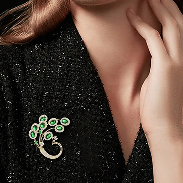 Cài Áo Nữ Meri Emerald Peacock BR822 Màu Xanh