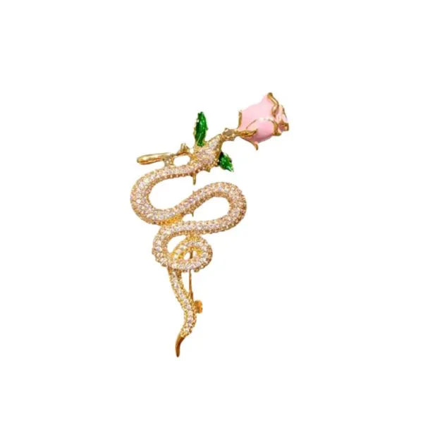 Cài Áo Nữ Meri Floral Snake BR830 Màu Vàng Hồng