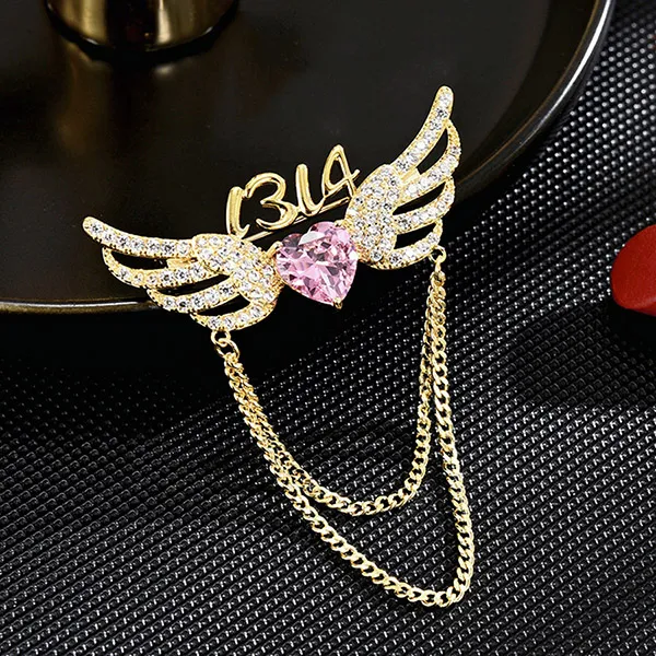 Cài Áo Nữ Meri Heart Wings BR827 Màu Vàng