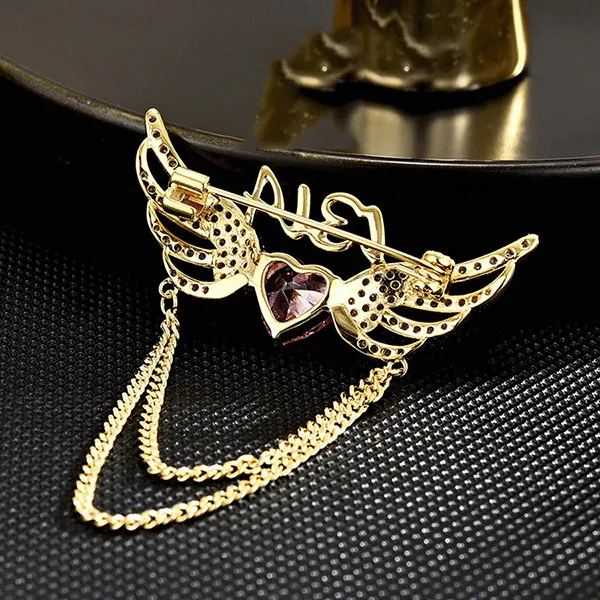 Cài Áo Nữ Meri Heart Wings BR827 Màu Vàng
