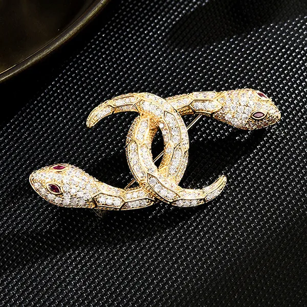 Cài Áo Nữ Meri áoJoined Serpents BR802 Màu Vàng Gold - Phụ kiện - Vua Hàng Hiệu