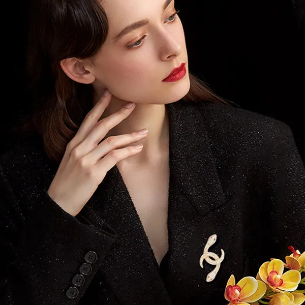 Cài Áo Nữ Meri áoJoined Serpents BR802 Màu Vàng Gold - Phụ kiện - Vua Hàng Hiệu