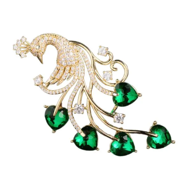 Cài Áo Nữ Meri Peacock Dance BR845 Màu Vàng - Xanh