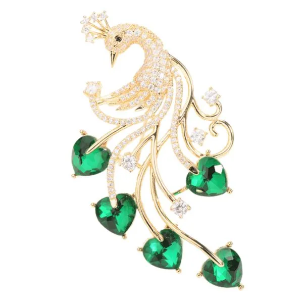 Cài Áo Nữ Meri Peacock Dance BR845 Màu Vàng - Xanh
