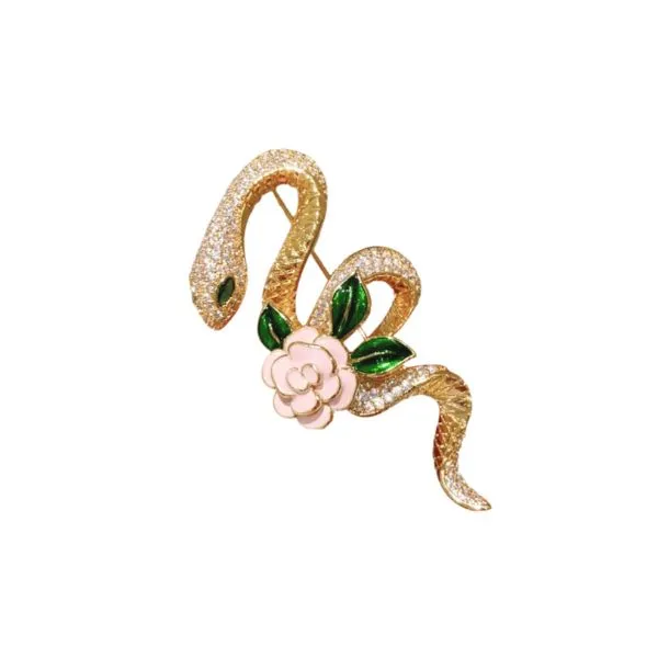 Cài Áo Nữ Meri Serpent Rose BR831 Màu Vàng Gold