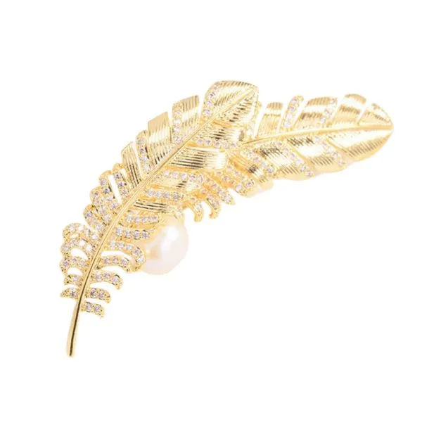 Cài Áo Nữ Meri Swaying Leaf BR854 Màu Vàng Gold