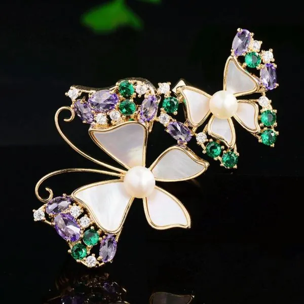 Cài Áo Nữ Meri Violet Butterfly BR844 Màu Xanh Tím