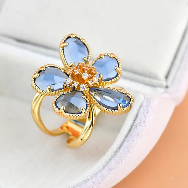Cài Khăn Nữ Meri Blue Flower BR812 Màu Vàng Xanh