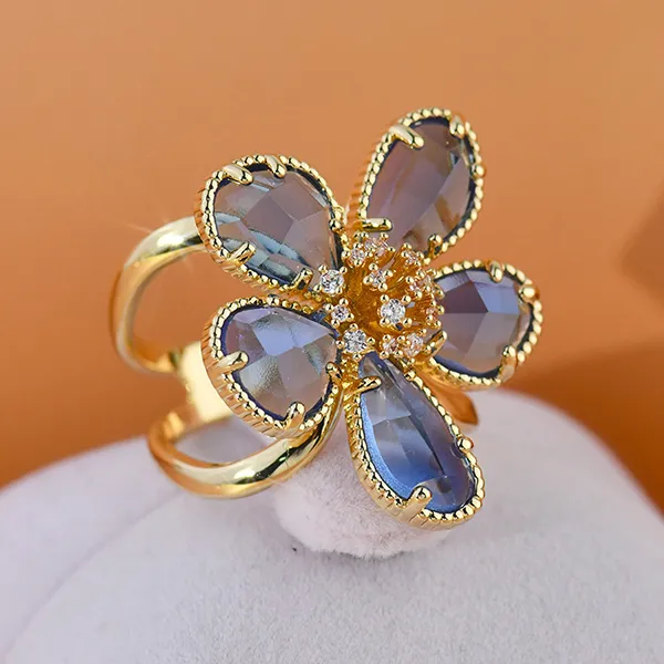 Cài Khăn Nữ Meri Blue Flower BR812 Màu Vàng Xanh