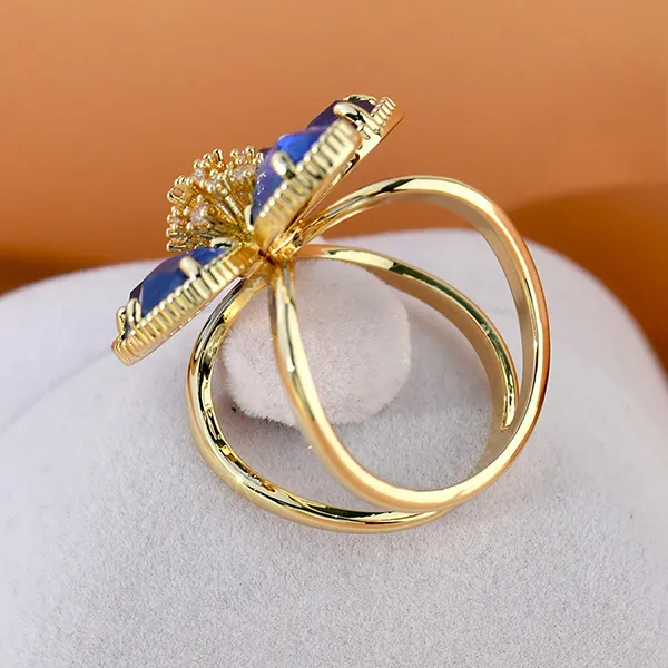 Cài Khăn Nữ Meri Blue Flower BR812 Màu Vàng Xanh