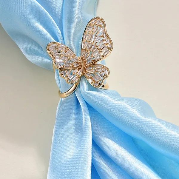 Cài Khăn Nữ Meri Dancing Butterfly BR814 Màu Vàng Trắng