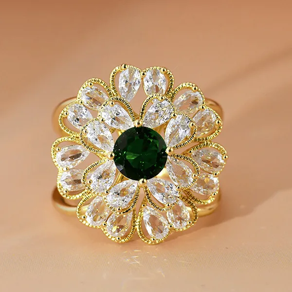 Cài Khăn Nữ Meri Emerald Flora BR832 Màu Vàng Trắng