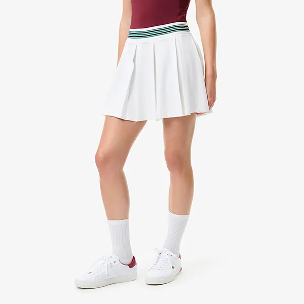 Chân Váy Xếp Ly Nữ Lacoste Women's Lined Piqué Tennis Skirt JF0990 51 3B7 Màu Trắng Size 34