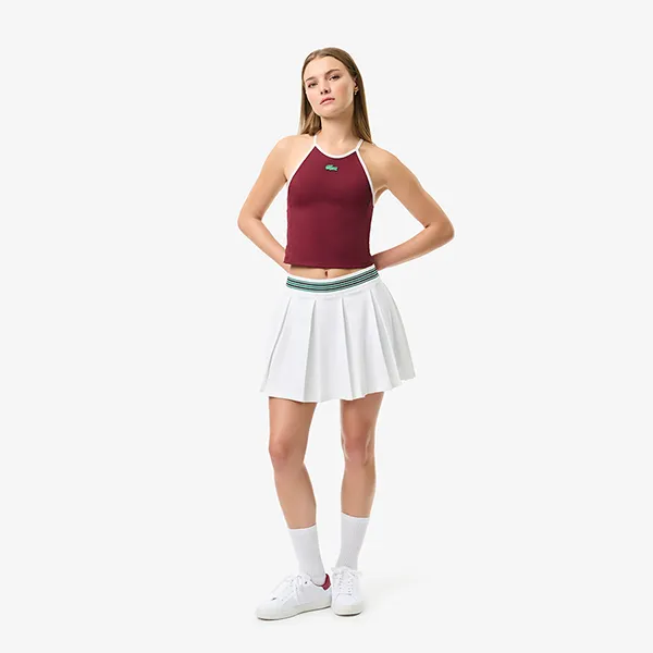 Chân Váy Xếp Ly Nữ Lacoste Women's Lined Piqué Tennis Skirt JF0990 51 3B7 Màu Trắng Size 34