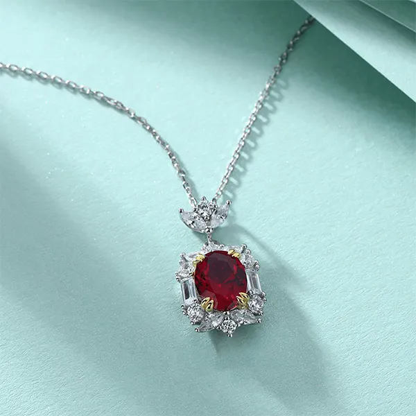 Dây Chuyền Nữ Kya Jewel Bling Queen SN126 Màu Bạc Phối Đỏ