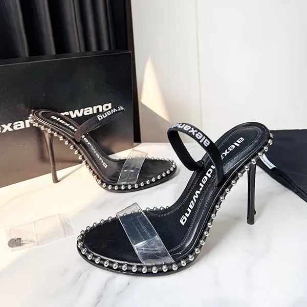 Dép Cao Gót Nữ Alexander Wang Nova PVC Strap Sandal Black Màu Đen Size 36 - Dép - Vua Hàng Hiệu