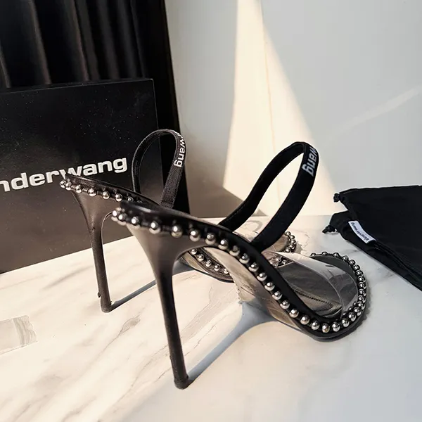 Dép Cao Gót Nữ Alexander Wang Nova PVC Strap Sandal Black Màu Đen Size 36 - Dép - Vua Hàng Hiệu