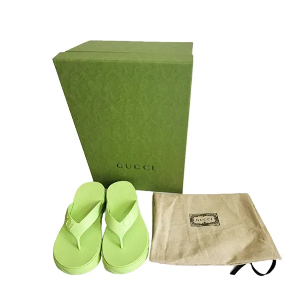 Dép Nữ Gucci Platform Thong Sandals 746334 JFM00 Màu Xanh Lá Size 37