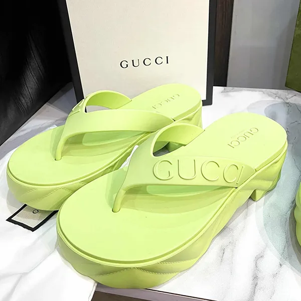 Dép Nữ Gucci Platform Thong Sandals 746334 JFM00 Màu Xanh Lá Size 37