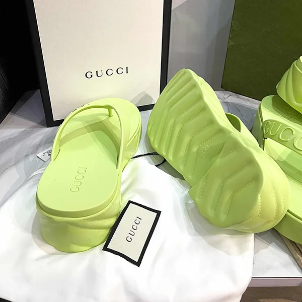Dép Nữ Gucci Platform Thong Sandals 746334 JFM00 Màu Xanh Lá Size 37